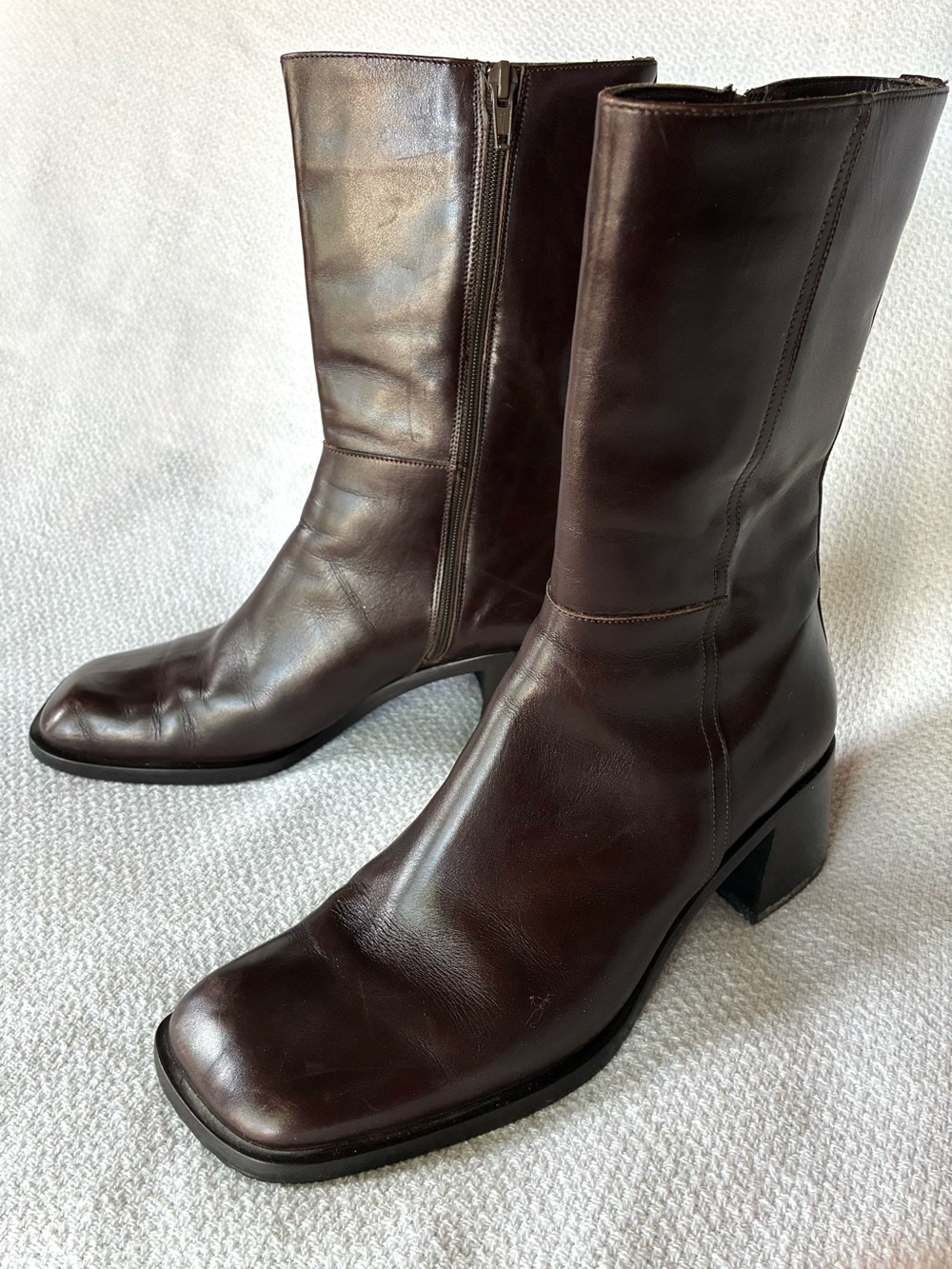 Kenneth Cole New York Slant N Rave Women’s 9B Brown Leather Boots Made Italy
